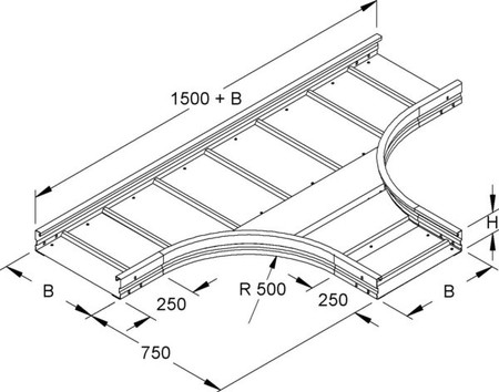 Tee for cable tray  WRTR 105.400 F