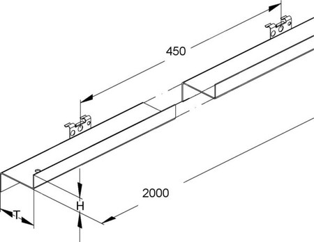 Separation plate for wall duct 1-fold 61 mm Inserting GTS 50