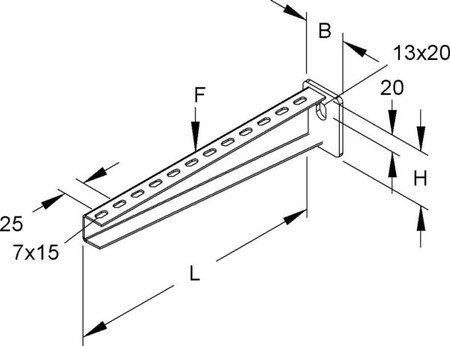 Bracket for cable support system 310 mm 65 mm KTA 300 E3