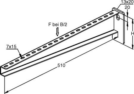 Bracket for cable support system 510 mm 115 mm KTA 500