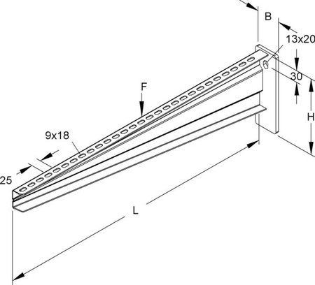 Bracket for cable support system 710 mm 150 mm KTA 700