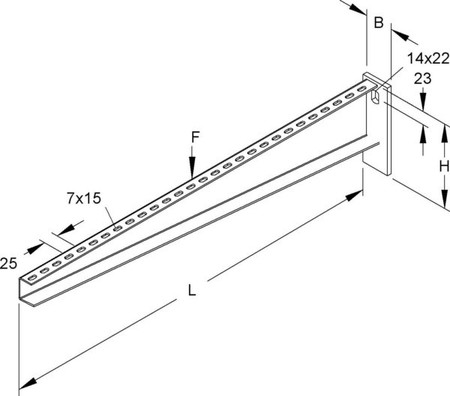 Bracket for cable support system 710 mm 150 mm KTA 700 E3