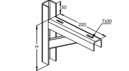 Bracket for cable support system 220 mm 180 mm KTAF 200