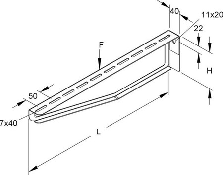 Bracket for cable support system 510 mm 115 mm KTAM 500