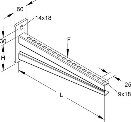 Bracket for cable support system 430 mm 145 mm KTAS 400