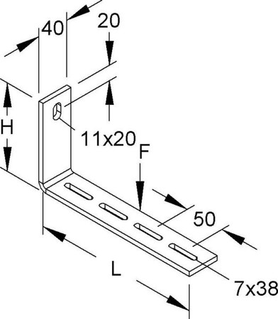 Bracket for cable support system 100 mm 40 mm 110 mm KTCL 100