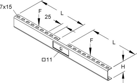 Bracket for cable support system 225 mm 50 mm KTDL 200