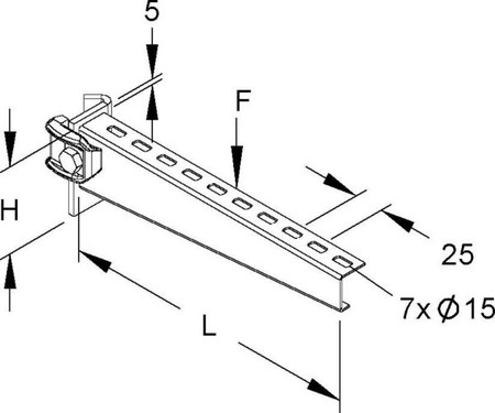 Bracket for cable support system 260 mm 75 mm KTT 250