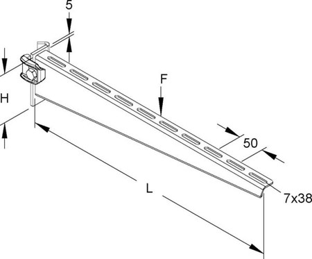 Bracket for cable support system 510 mm 95 mm KTT 500