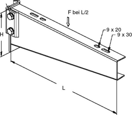 Bracket for cable support system 730 mm 245 mm KTTS 700