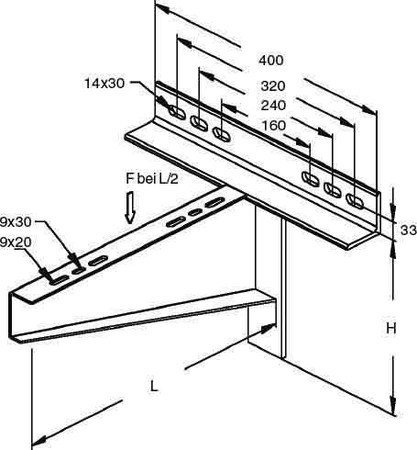 Bracket for cable support system 940 mm 400 mm 356 mm KTTSS 900