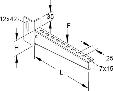 Bracket for cable support system 260 mm 60 mm KTU 250