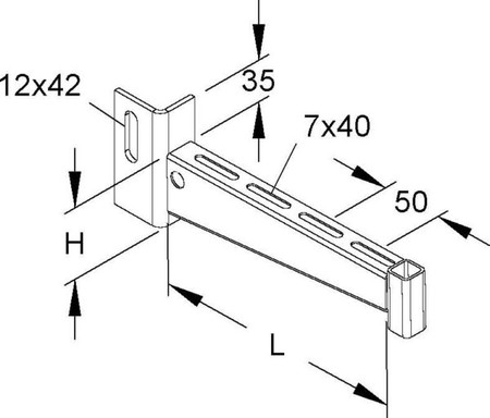 Bracket for cable support system 210 mm 80 mm KTUG 200