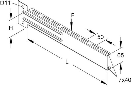 Bracket for cable support system 405 mm 83 mm KTUL 400