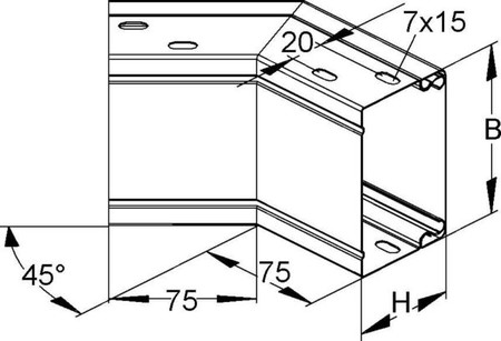 Outer corner for installation duct 60 mm 200 mm LEAB 60.200