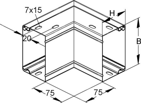 Outer corner for installation duct 60 mm 100 mm LEAC 60.100