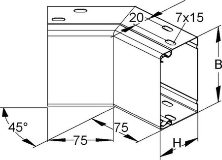 Inner corner for installation duct 60 mm 100 mm LEIB 60.100