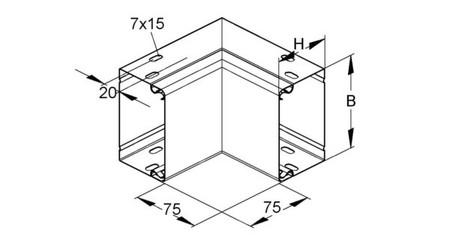 Inner corner for installation duct 60 mm 150 mm LEIC 60.150