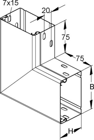 Flat bend for installation duct 60 mm 60 mm LEWC 60.060