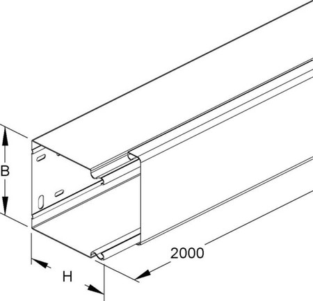 Installation duct 100 mm 100 mm 2000 mm LLK 100.100