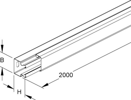 Installation duct 40 mm 40 mm 2000 mm LLK 40.040