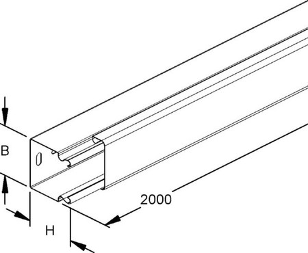 Installation duct 60 mm 60 mm 2000 mm LLK 60.060