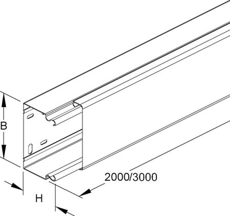 Installation duct 60 mm 100 mm 2000 mm LLK 60.100