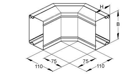 Outer corner for installation duct 200 mm 60 mm LUAD 60.200 E3