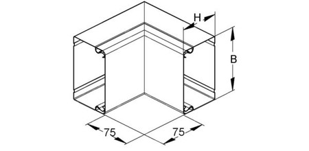 Inner corner for installation duct 100 mm 60 mm LUIC 60.100