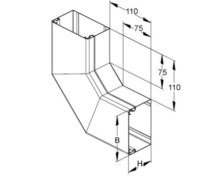 Flat bend for installation duct 100 mm 60 mm LUWD 60.100