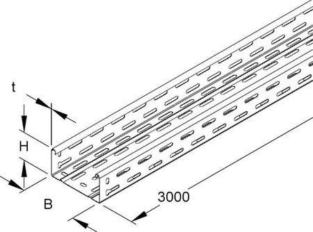 Cable tray/wide span cable tray 60 mm 120 mm 0.9 mm RLC 60.120