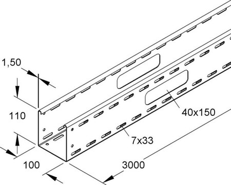 Cable tray/wide span cable tray 110 mm 100 mm 1.5 mm RSV 110.100