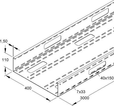 Cable tray/wide span cable tray 110 mm 400 mm 1.5 mm RSV 110.400