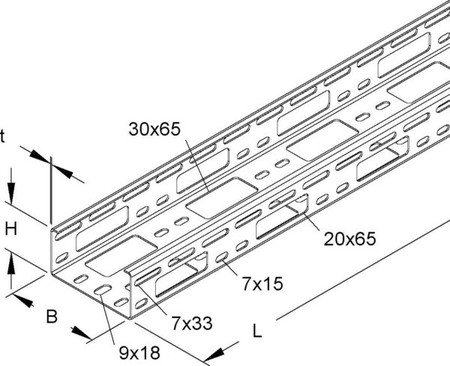 Cable tray/wide span cable tray 50 mm 100 mm 1.5 mm RSV 50.100