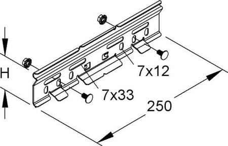 Connector for cable support system Longitudinal joint RVC 60/2