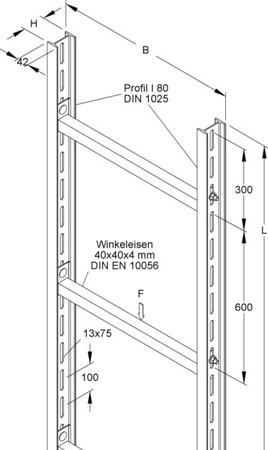 Vertical cable ladder 80 mm 680 mm 6000 mm STIW 40/606