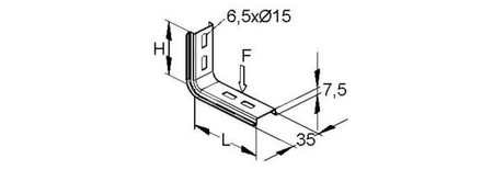 Bracket for cable support system 85 mm 60 mm TK 60.85