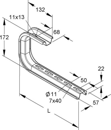 Ceiling bracket for cable support system 311 mm 172 mm TKSUG 250