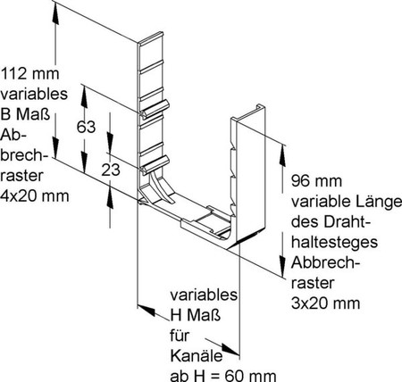 Wire clamp for slotted cable trunking system 60 mm VHT 60.040