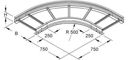 Bend for cable ladder Horizontal 90? 500 mm WSBR 105.600 F