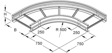 Bend for cable ladder Horizontal 90? 500 mm WSBR 150.400 F