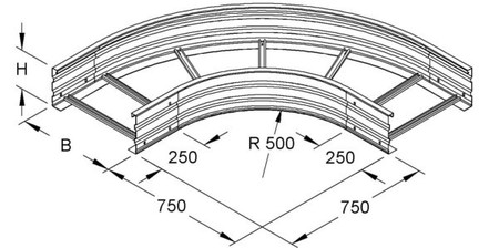 Bend for cable ladder Horizontal 90? 500 mm WSBR 200.600 F