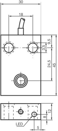 Inductive proximity switch 30 mm 45 mm 12 mm 024681