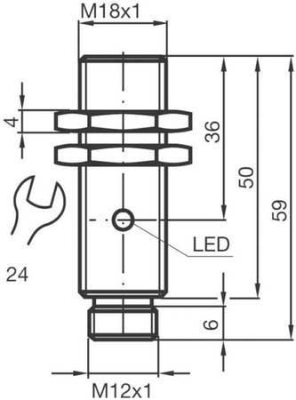 Inductive proximity switch 18 mm 59 mm 18 mm 023488