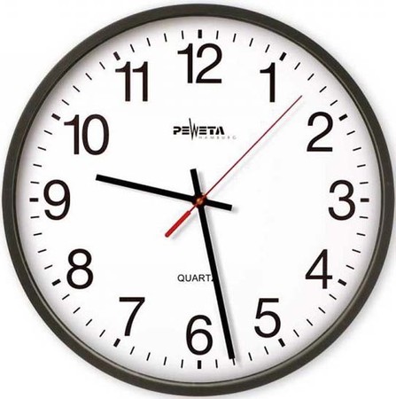 Wall clock Quartz clock, battery operated Glass 44.130.212