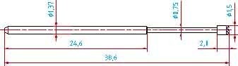 Test pin Waffle 2.25 N 1036-C-2,25N-Au-1,5