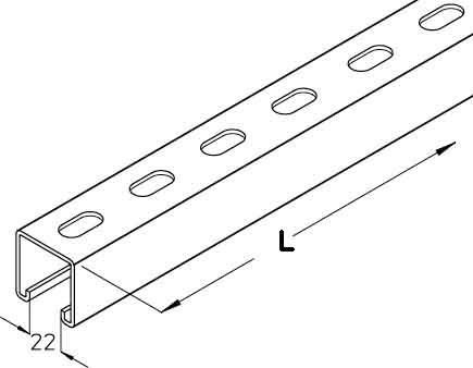 Support/Profile rail 3000 mm 40 mm 22 mm KHA 8-30F