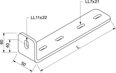 Bracket for cable support system 120 mm 50 mm 60 mm 06B2-100