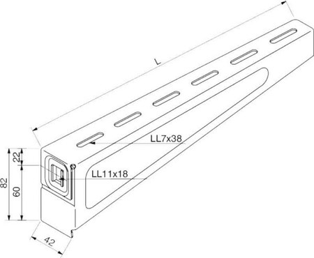 Bracket for cable support system 120 mm 42 mm 82 mm 15B3-100