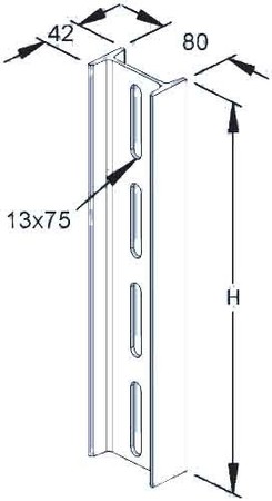 Support/Profile rail 400 mm 80 mm 42 mm 16A14-400